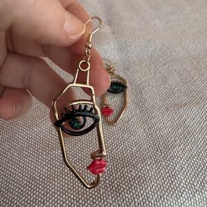 Abstract Face gold Earrings